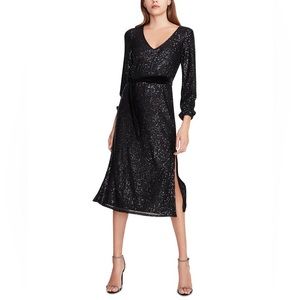 Betsey Johnson Shimmer Time Black Sequin Midi Dress Size M - New without tags!!